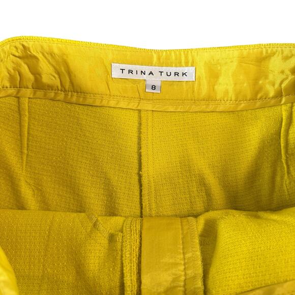 Trina Turk Women's Tweed Crazy Daizy Yellow Fringe Shorts Size 8 - Picture 5 of 6